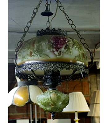 SOLD - Glass Lamp with Grape Motif